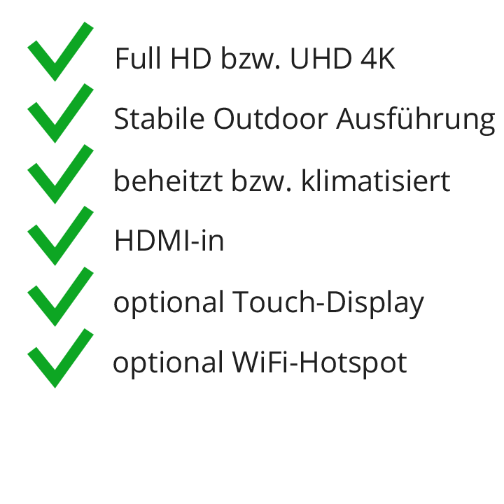 besondere Eigenschaften besondere Eigenschaften Aussen Display Touch