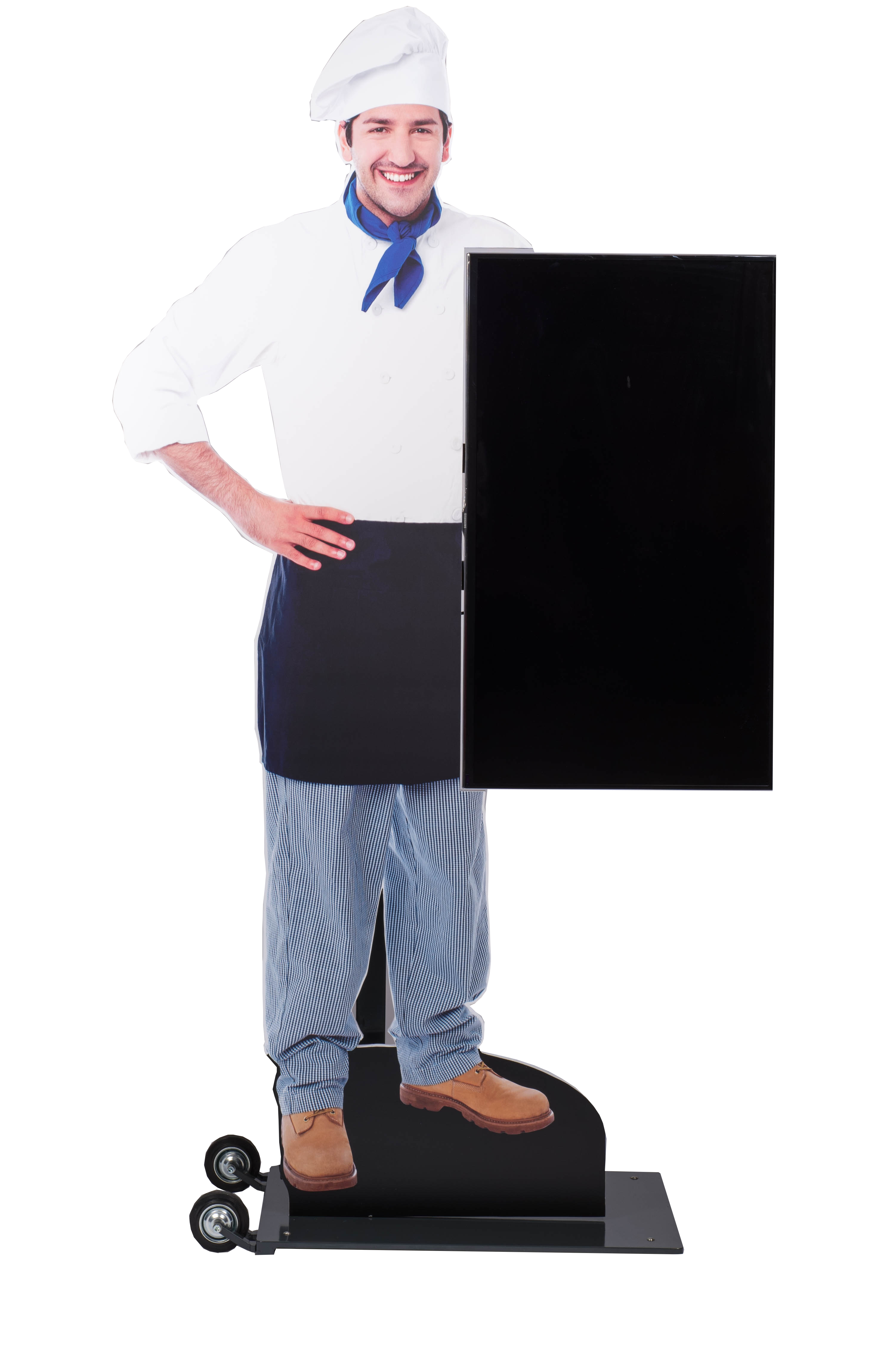 individuell hergestellte Design Displaystele Motiv Koch, Golfer, Buttler, etc.