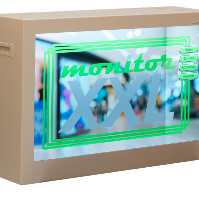 transparente Lcd Vitrine von links